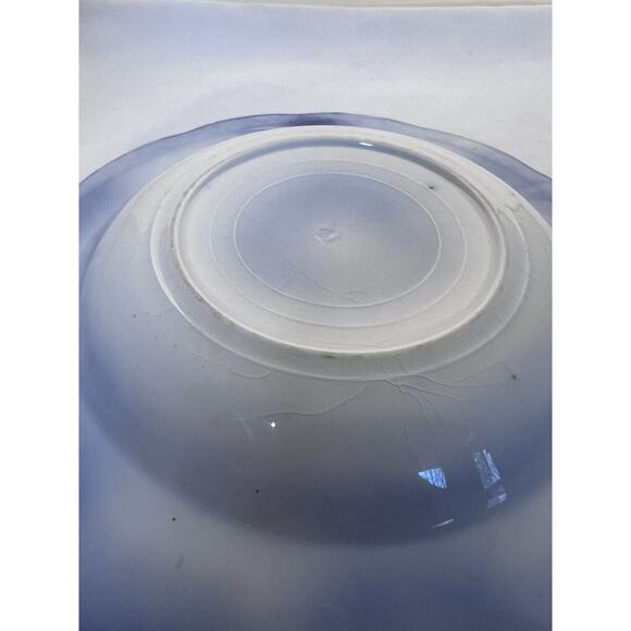 W.H. Grindley Flow Blue Soup Bowl, Shamrock Pattern, 9" Diameter, Shallow Bowl - Picture 9 of 12